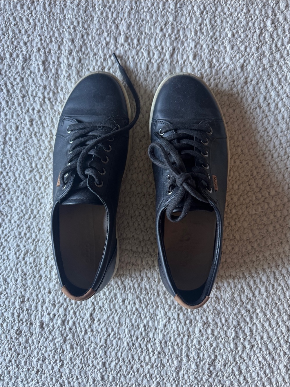 Women’s Black Leather Lace-Up Sneakers